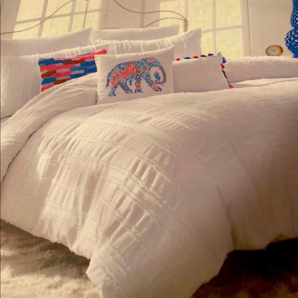 Set of 2 Twin White Cotton Duvet Cover Sets NEW